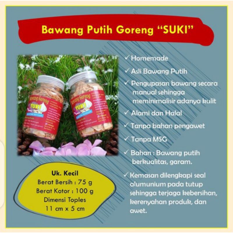 

BAWANG PUTIH GORENG SUKI - uk KECIL