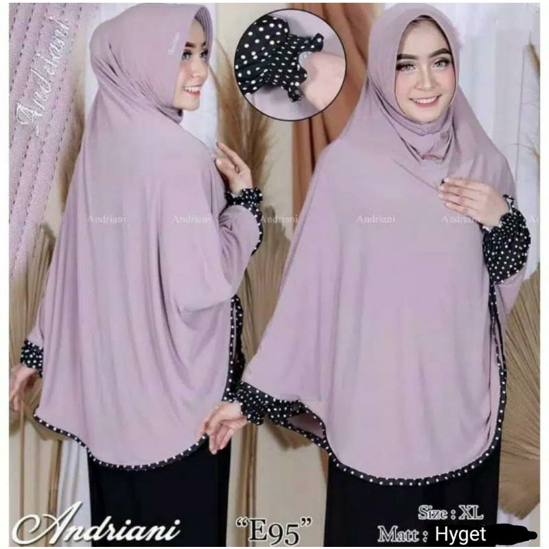 Hijab khimar Tangan Polkadot Jilbab Lengan Kombinasi Hyget || Hijab jumbo lengan polka || krudung lengan jumbo-2