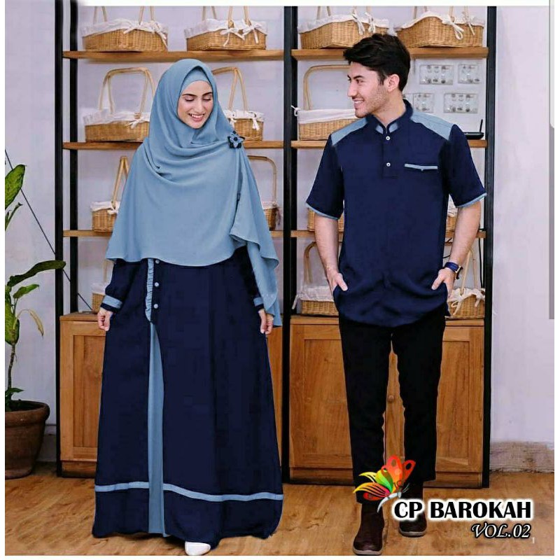 PCS CP BAROKAH PAKAIAN COUPLE PASANGAN KOKO DAN GAMIS SYARI BAHAN MOSCREPE JC