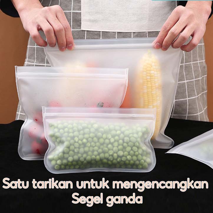 TOKO MUDA Plastik Kulkas Penyimpanan Makanan Reusable Kedap Udara