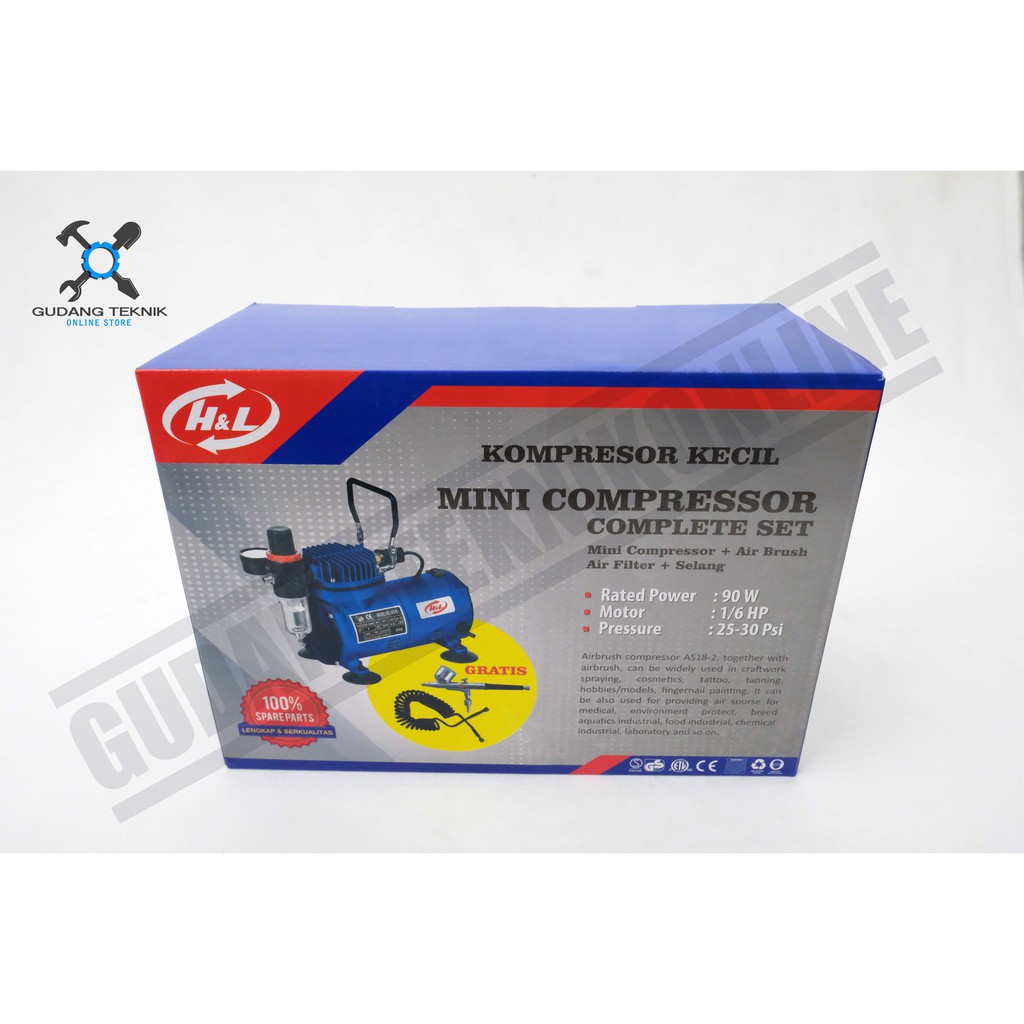 Kompresor Mini H&amp;L - Compressor Complete Set With Air Brush Kit H&amp;L