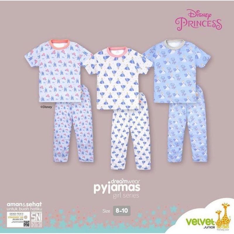 Velvet Junior CPR Stelan Piyama Dreamwear Atasan Pendek Celana Panjang Big Size Jumbo 2-10th