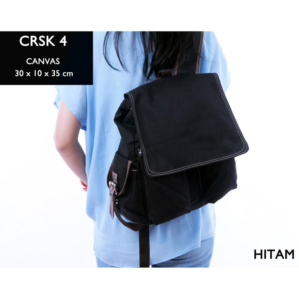[Cod] Tas Kanvas Fashion Wanita Ransel Kecil Gendong Bahan Batam Kanvas Warna Polos Escortbag