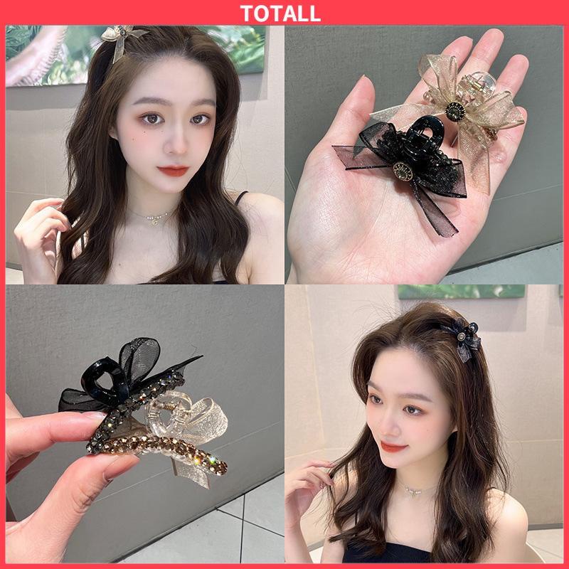 COD Jepit Rambut Korea Fashion Wanita Pita Double Sided Mesh Bow Kecil Ambil Klip Sisi Bang Clip Aksesoris Rambut-Totall