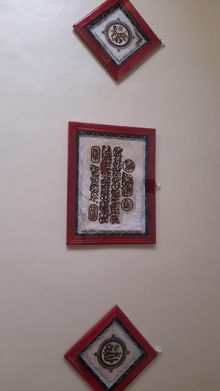 Kaligrafi 3in1 Ayat Kursi 1000 Dinar+allah Muhammad Dekorasi Rumah Hiasan Dinding Lukisan Foto