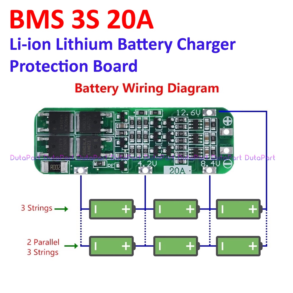 BMS 3S 20A 12.6V Li-ion Lithium 18650 Battery Charger Protection Board