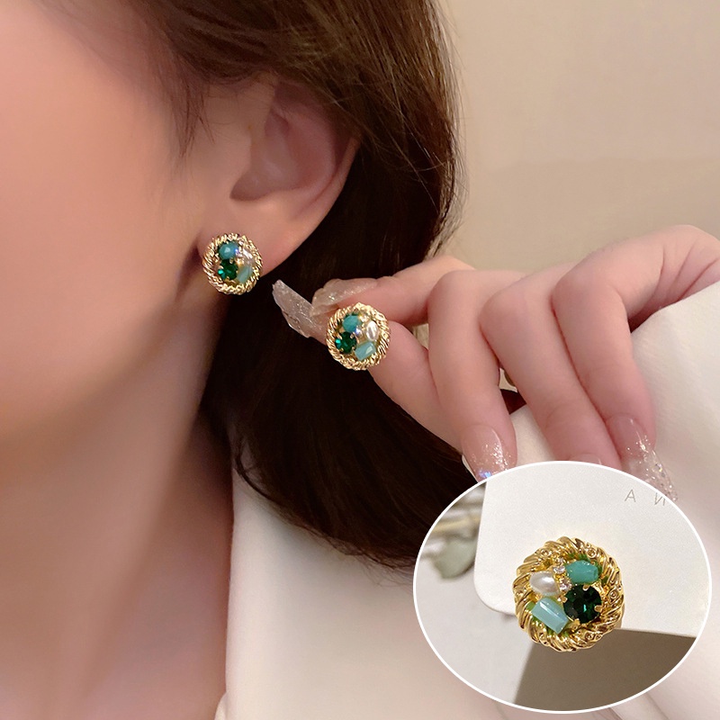 Anting Tusuk Sterling Silver 925 Desain Hati Hias Kristal Mutiara Untuk Wanita