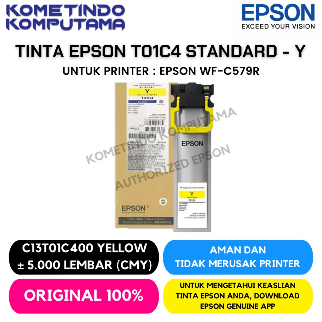 T01C Yellow STANDARD Tinta Epson Kuning WorkForce Pro WF-C579R 100% ORIGINAL C13T01C400