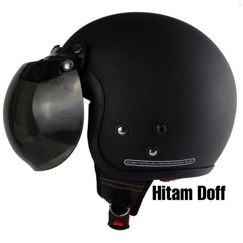 Helm Motor Bogo Retro Hitam Doff CFM