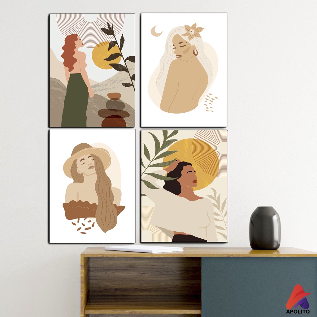 HIASAN DINDING WALL DECOR BOHO CEWEK ABSTRAK PAJANGAN POSTER KAYU HIASAN DINDING KAMAR RUANGAN ABSTRAK RAUNG TAMU