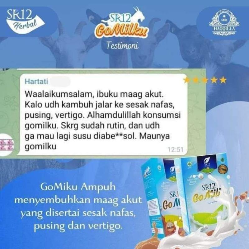 Go Milku SR12 - Susu Lambung Dewasa - Susu Lambung Kronis - Susu Kambing Etawa Murni