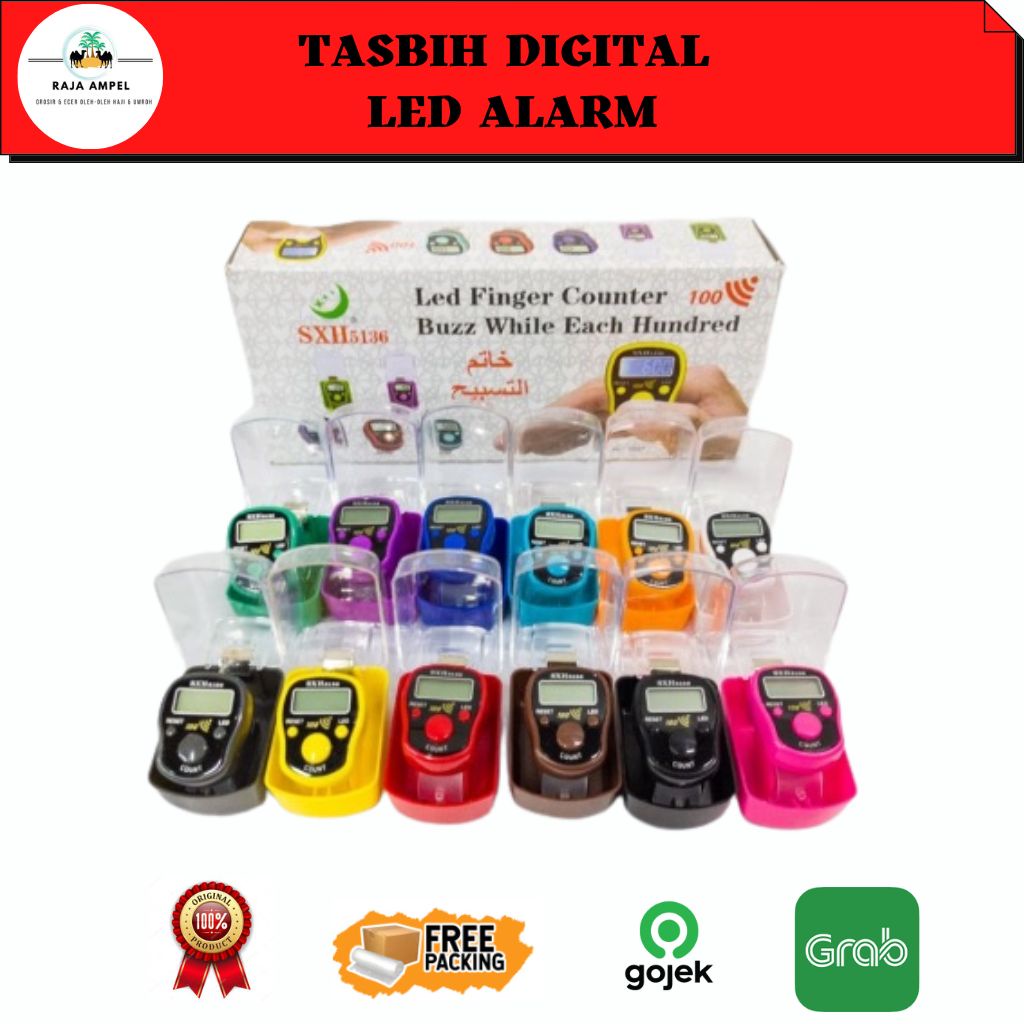 Tasbih Digital LED ALARM SXH Tasbih Alarm BUZZER Counter Tasbih Bunyi Per 100 Untuk Sholat Wirid Sou