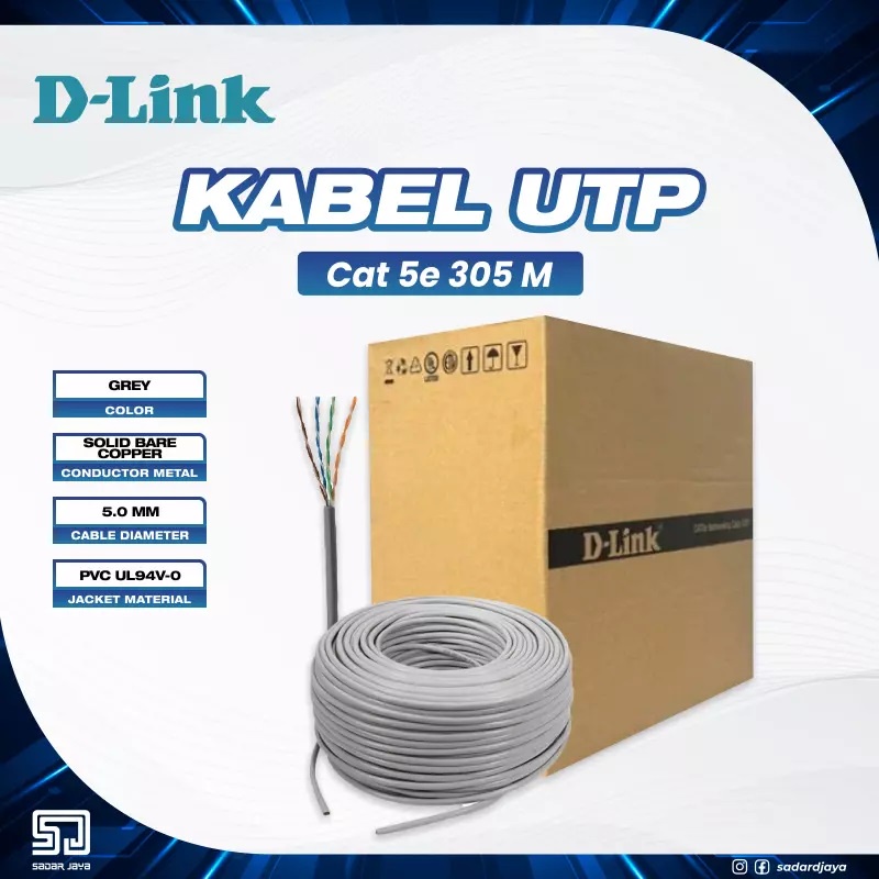 D-Link Solid Kabel UTP CAT 5e LAN Jaringan Internet Roll 305meter