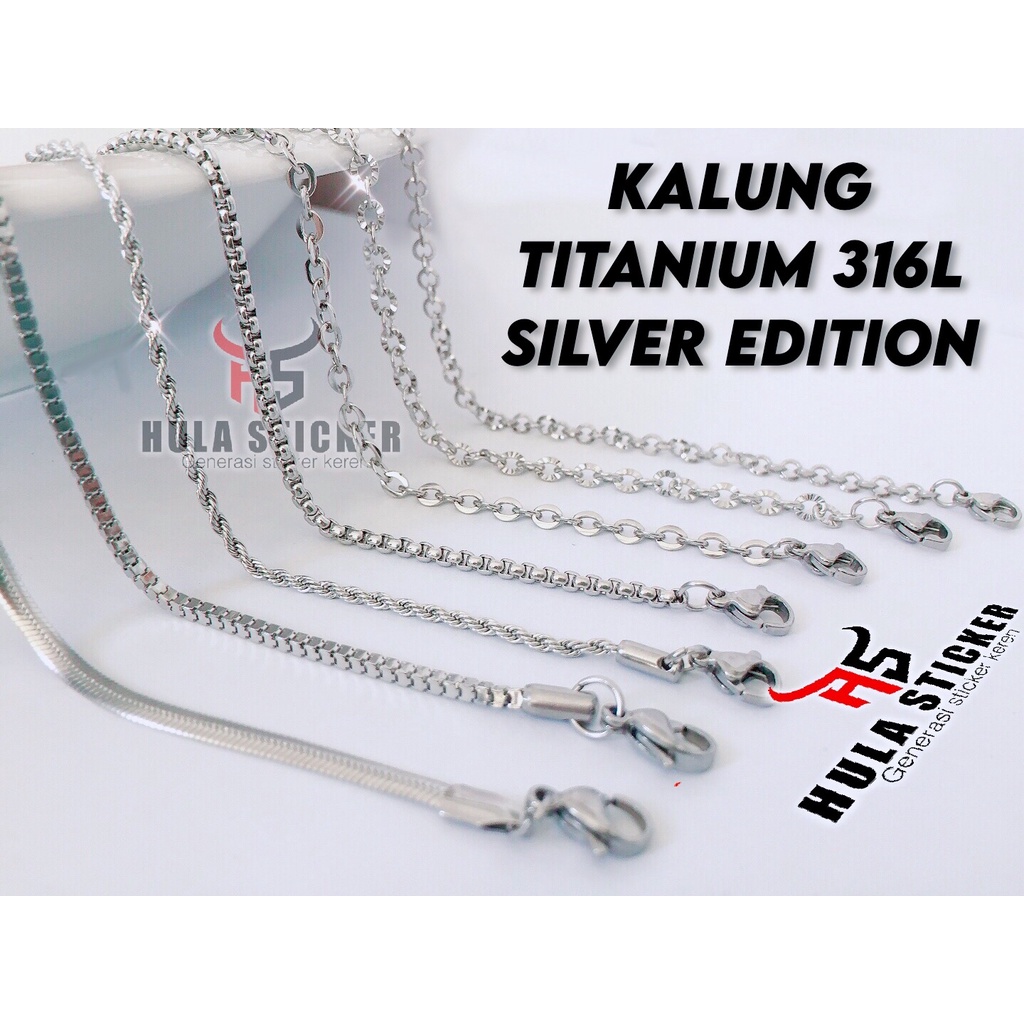 Kalung rantai pendant / Kalung Rantai Titanium Stainless 316L EDISI SILVER