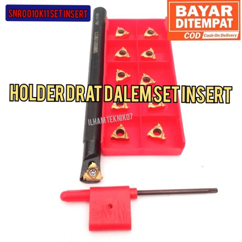 holder bubut drat dalem holder drat holder snr0010-H11 set insert 10pc pahat bubut set mata pisau dr