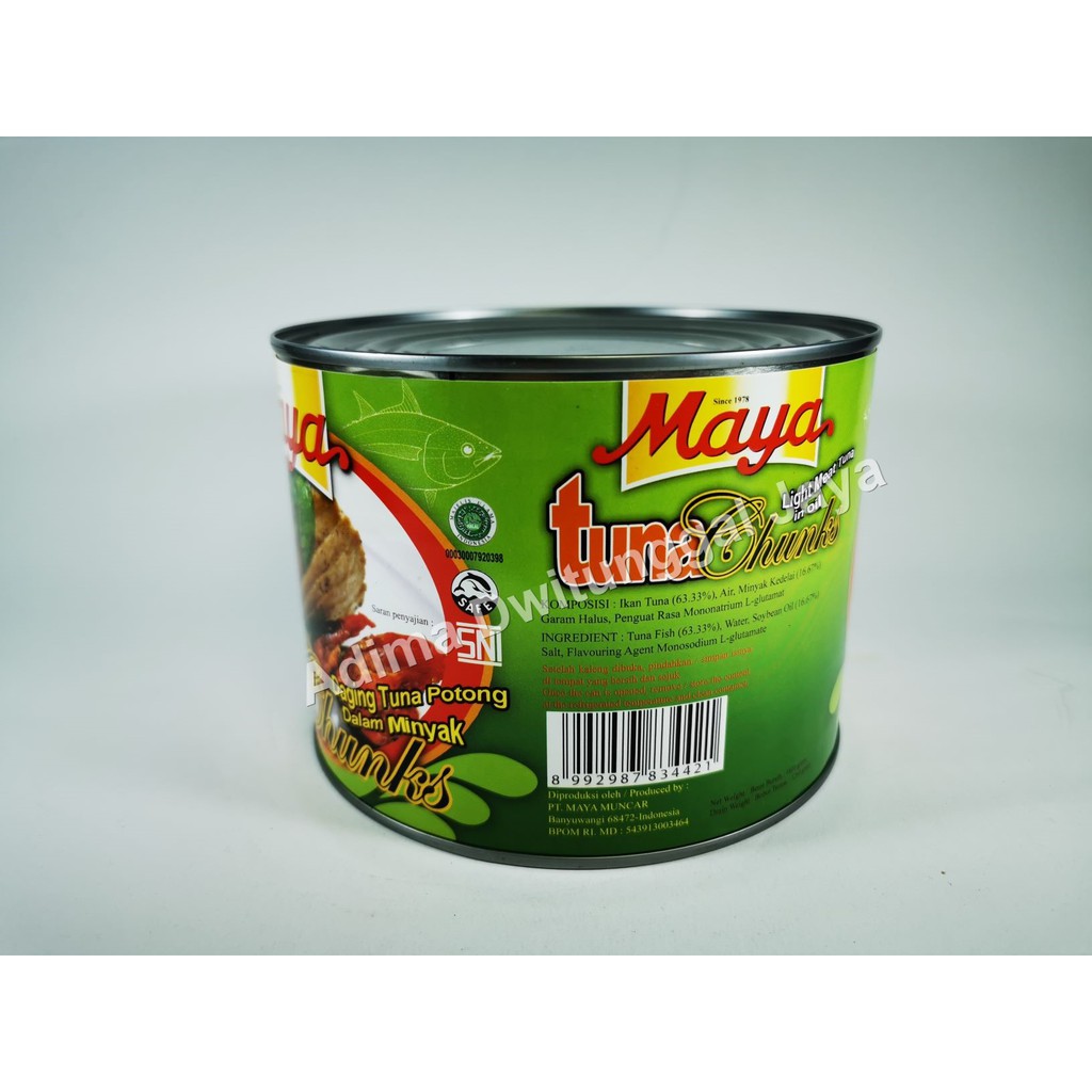 Tuna Chunk in Oil Maya 1,8 Kg / Ikan Tuna Kaleng