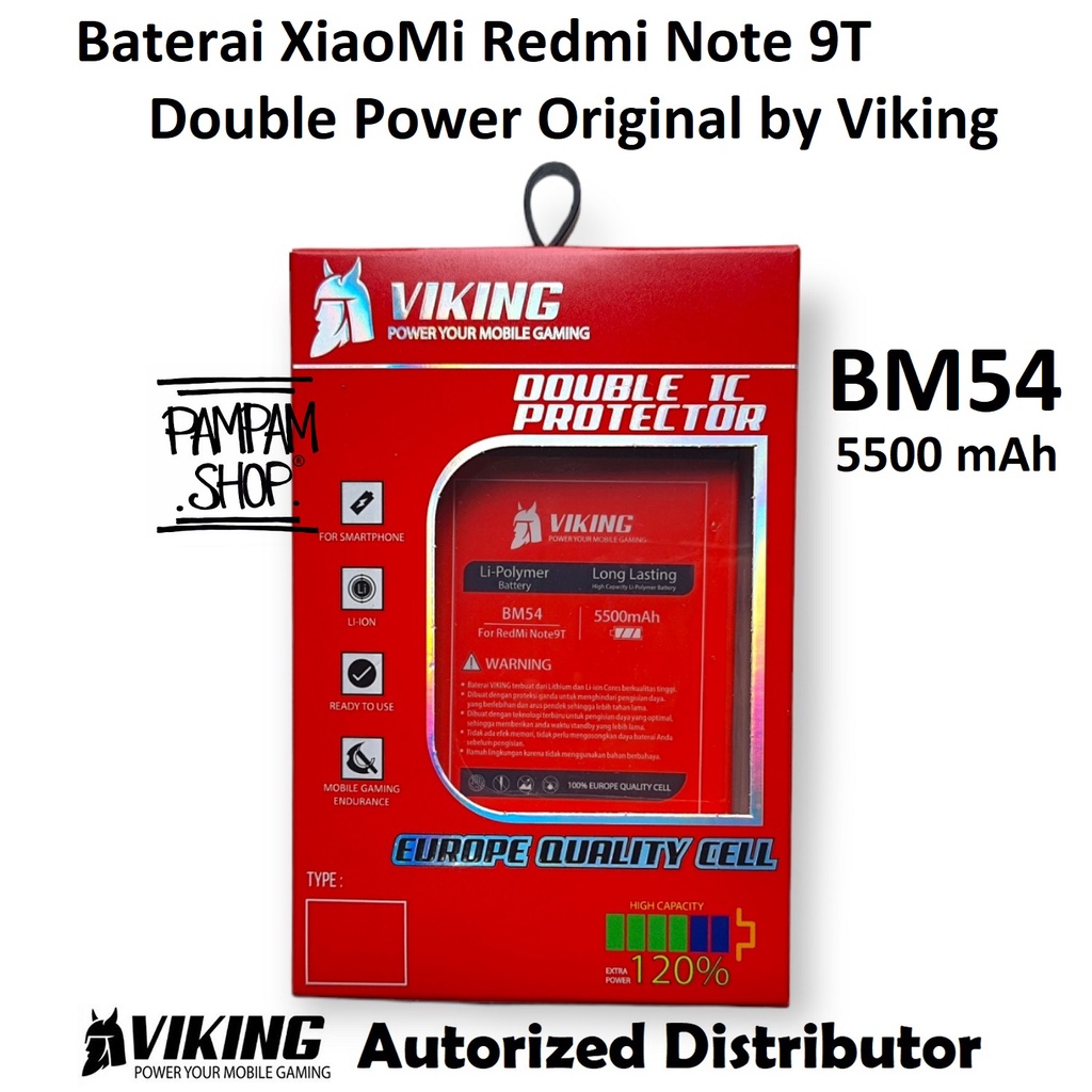 Baterai VIKING Double Power Original XiaoMi Redmi Note 9T BM54 Batre Batrai Battery HP Handphone Ori BM 54