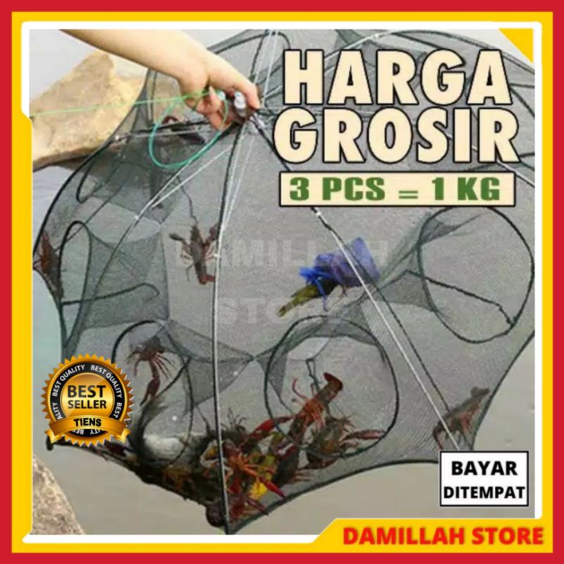 Perangkap Bubu Payung 6 Lubang Alat Jaring Pancing Jala Ikan Udang Kepiting Lele Lobster Sungai Laut