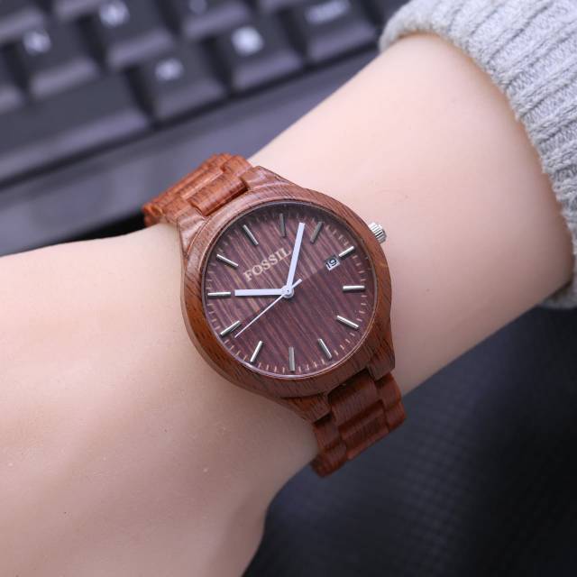 Holypopshop jam  tangan wanita FOS KAYU  HL7087 LS rantai  