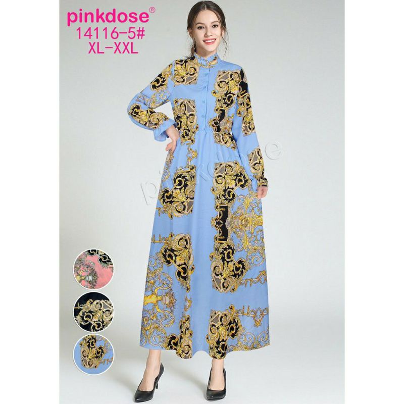 14116-5 Pinkdose Gamis corak, gamis import