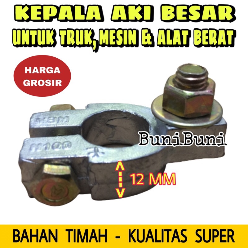 Kepala Aki Mobil Ukuran Besar Bahan Timah Tebal Kualitas Super Untuk Truk, Mesin &amp; Alat Berat (Sepasang)