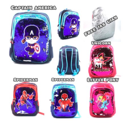 [ BAJ ] TAS Ransel anak SD / SMP  murah import girls sequin lampu lol unicorn / 8168 grosir Termurah - TA043