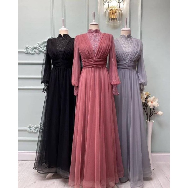 GAUN PESTA MEWAH / GAUN KONDANGAN CANTIK ELEGAN REALPICT