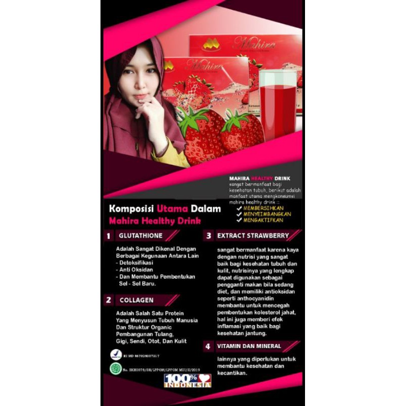 

MAHIRA Minuman Kolagen extract Strawberry