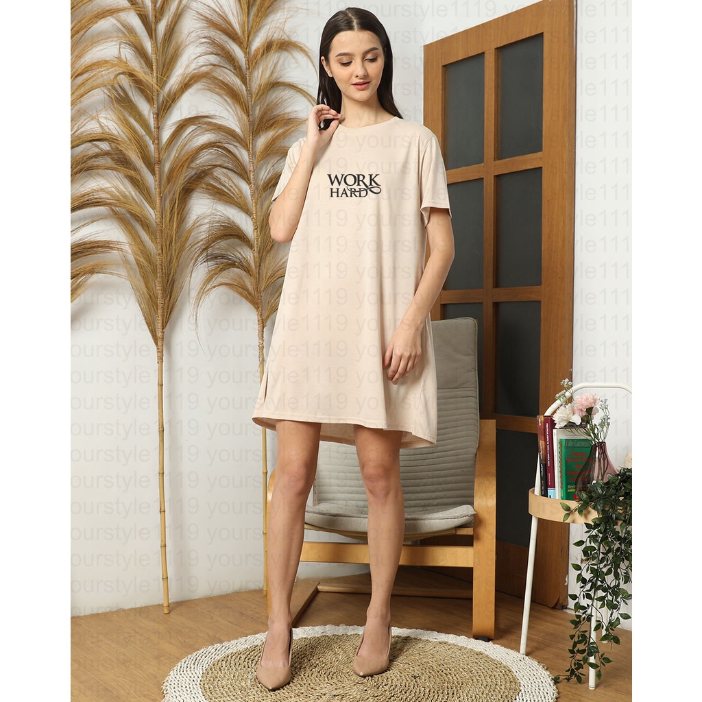 YOURSTYLE1119 - BASIC MINI DRESS WORK HARD TUNIK OVERSIZE TSHIRT KEKINIAN OVERSIZE