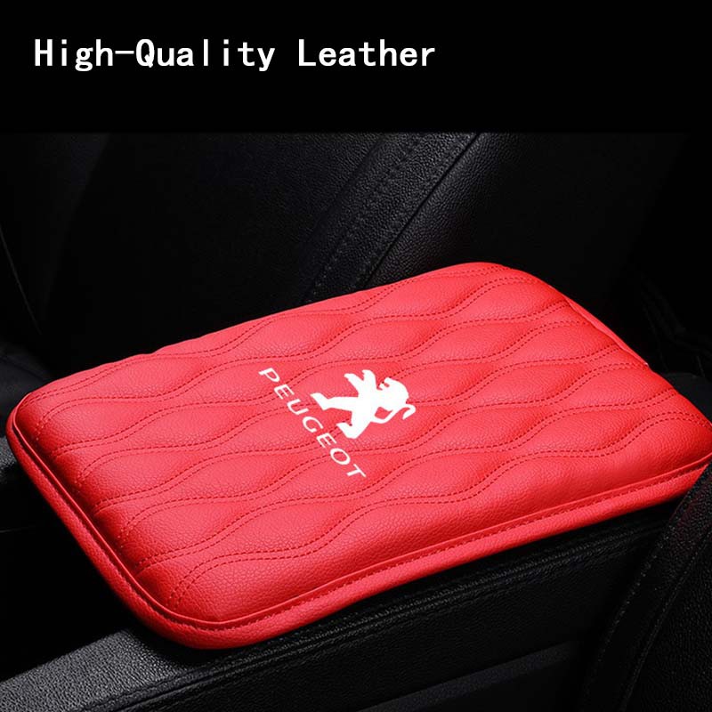 Car Armrest Pad Universal Leather Auto Center Console Storage Box Cover Mat Automobiles Waterproof Armrest Protector Cushion For Peugeot 308 206 208 3008 508 408 207 406 405 407 2008 5008 306 307 RCZ