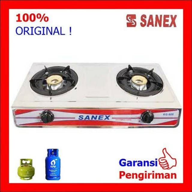 Sanex Kompor Gas Murah 2 Tungku KG-608S . Tungku Kuningan SNI. Baru