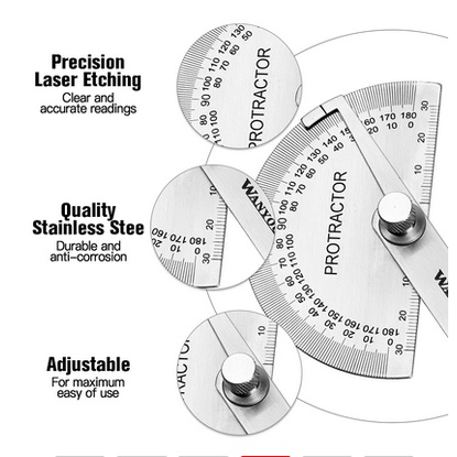 Stainless Degree protractor / busur derajat / pengukur sudut / penggaris busur Alat Ukur Sudut-7