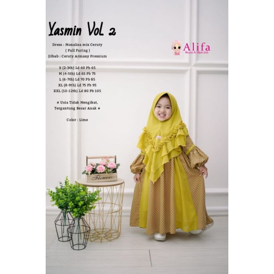 Yasmin Vol 2 Gamis Syar'i Kids Gamis Monalisa mix Ceruty free Khimar Ori By Alifa
