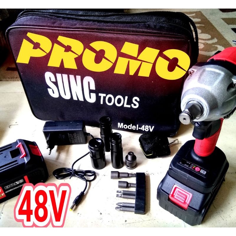 Impact Wrench Cordless SUNC 48V Bor Baterai Buka Baut Mesin Pembuka Baut Mobil Motor