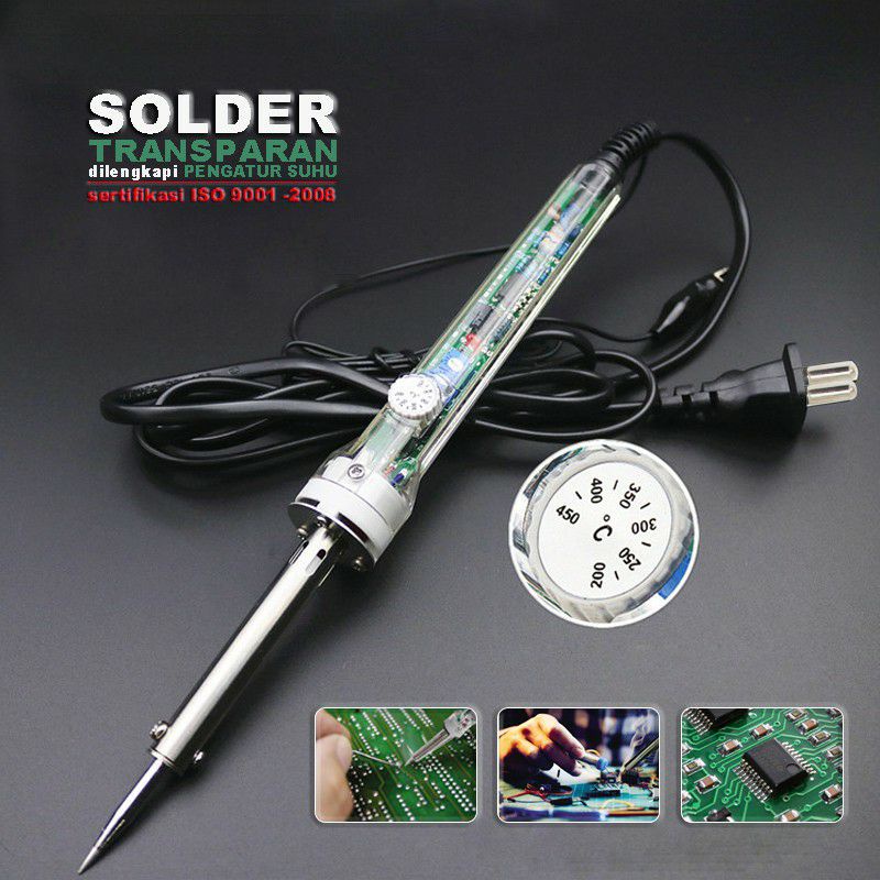 Solder Listrik 60 Watt 220 Volt Dengan Temperature Suhu Model Transparan