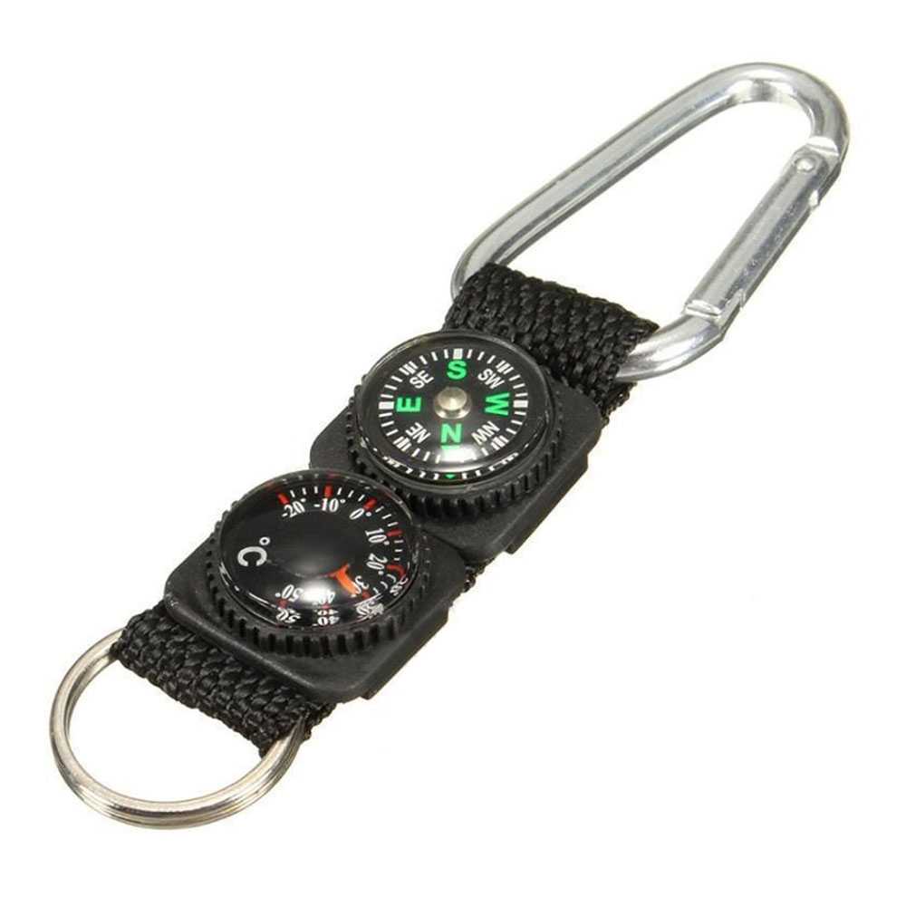 Mayitr Gantungan Kunci 3 in 1 Kompas Termometer Carabiner Key Ring