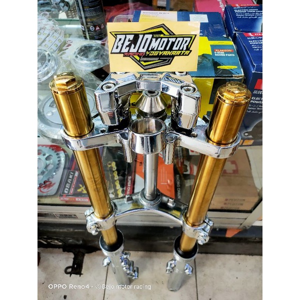 shock skok sok depan ninja as gold full crom chrome celup pnp honda