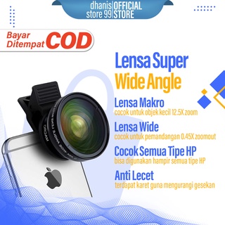 Lensa Super Wide Angle Lens Macro Smartphone Aksesoris Lensa Pembesar 12.5X Camera HP Handphone