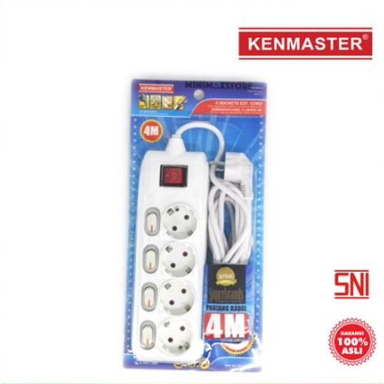 Kenmaster F1-44 Sambungan Kabel 4 Lubang Dengan Saklar Tersendiri