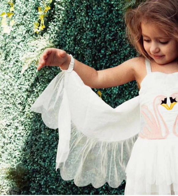 GA2673 PREMIUM SWAN DRESS GAUN PESTA ULANG TAHUN ANAK ANGSA IMPORT KOREA LUCU PUTIH