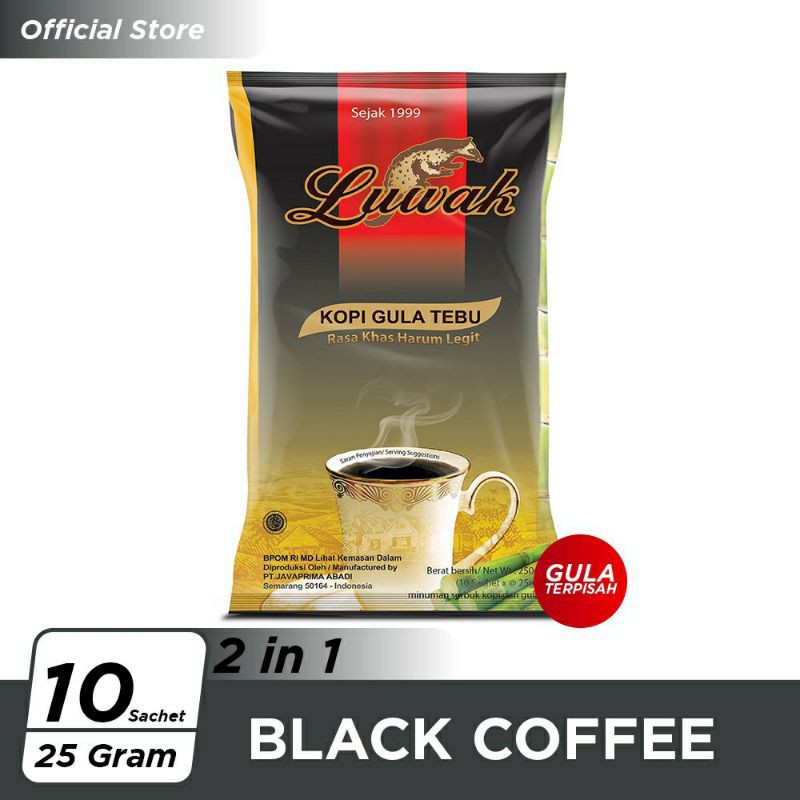 

LUWAK Black Coffee Plus Gula Tebu isi 10 sachet
