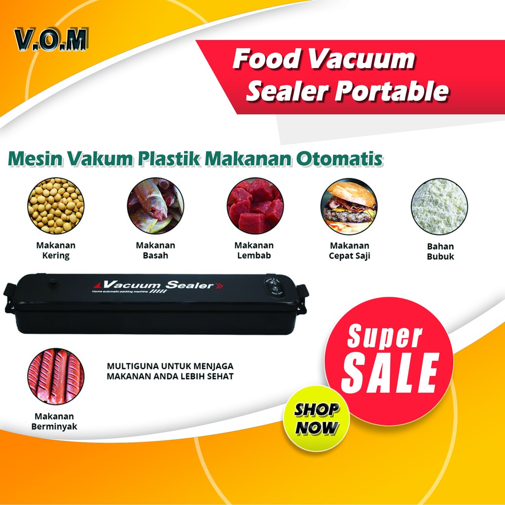 VOM Food Vacuum Sealer Portable Mesin Vakum Plastik Makanan Otomatis 0687