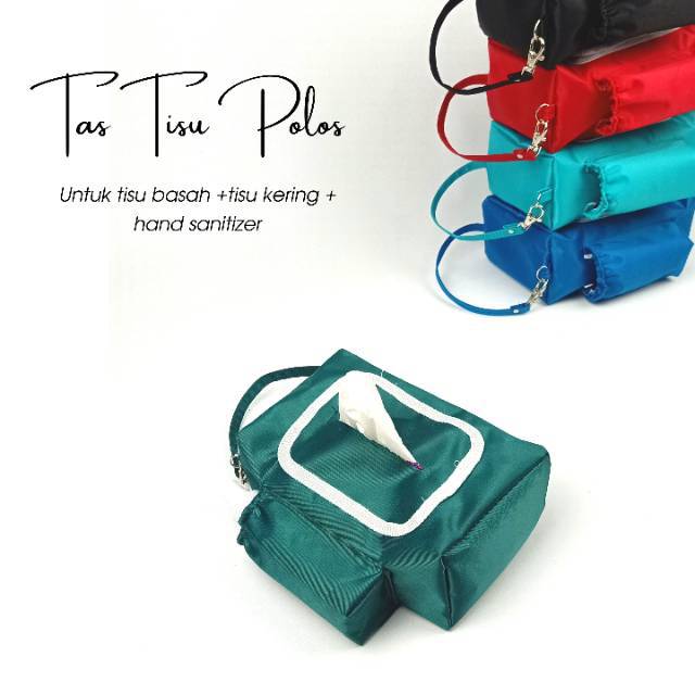 TAS TISU POLOS 3 in 1 DENGAN PENGAIT / TAS TISSUE TISU BASAH KERING / TAS HAND SANITIZER