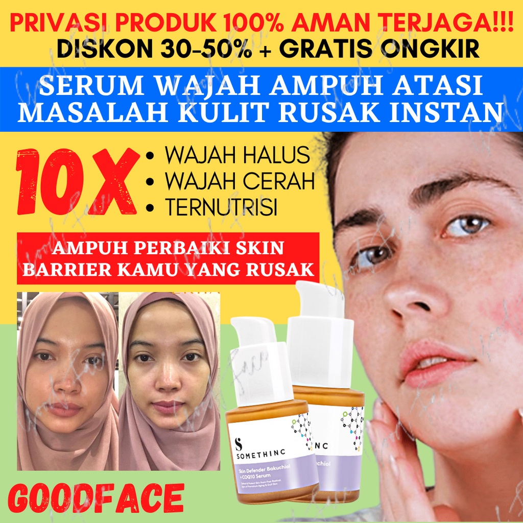 SERUM WAJAH PEMUTIH WAJAH GLOWING SOMETHINC SKIN DEFENDER BAKUCHIOL + COQ10m PERAWATAN WAJAH