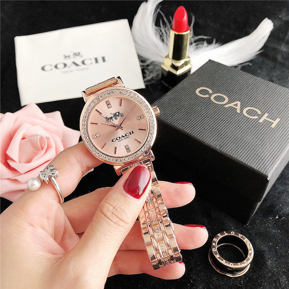 Coach Jam Tangan Wanita Berlian Imitasi Women Stainless Steel Watch Ladies Women Watches
