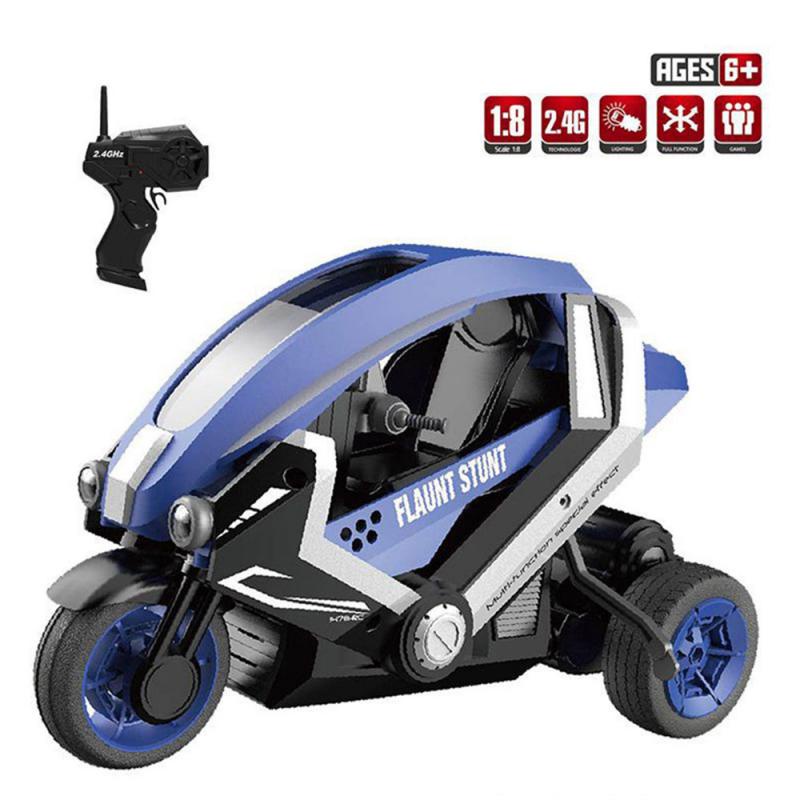 REMOTE CONTROL MOTOR FLIP FANCY STUNT TRICYCLE 1:8 RC MOBIL SEPEDA MOTOR 3 RODA 2.4 GHz