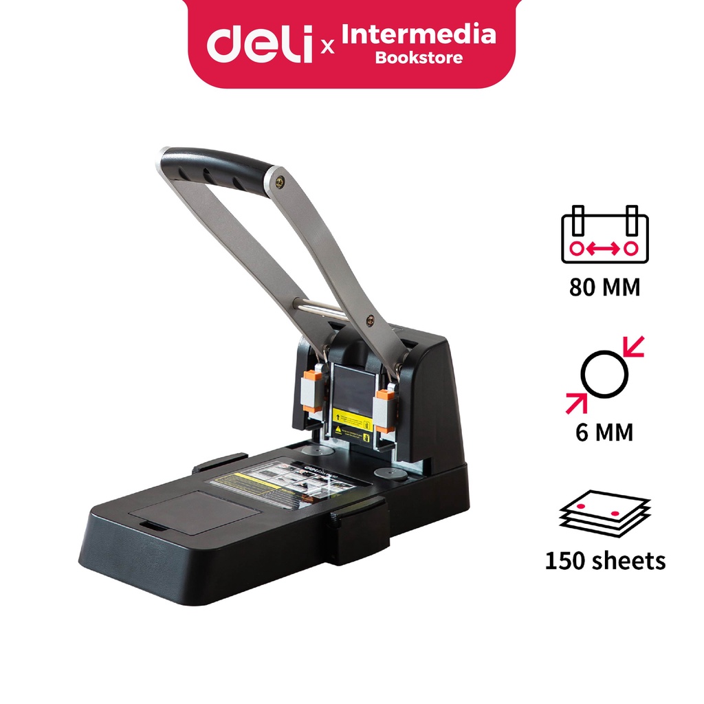 

Deli E0150 Pembolong kertas heavy duty 1 punch 150 sheets tekanan lebih ringan