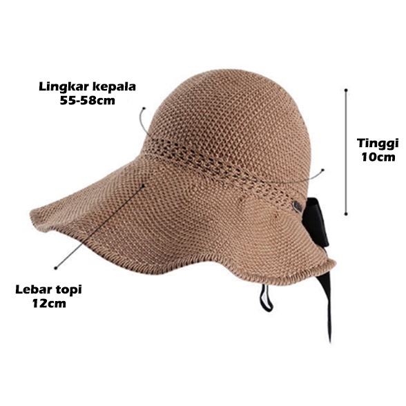 Topi Pantai Wanita Pelindung Sinar Matahari Import Rajut Sun Visor Hat Premium Quality ZT