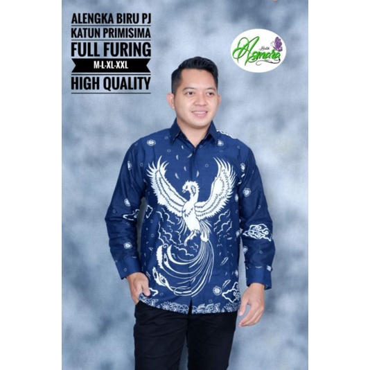 KEMEJA BATIK SOLO ALENGKA BIRU BATIK PRIA SIZE M L XL XXL