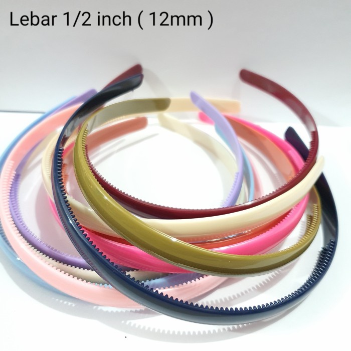 Bando Glossy Marcella 1/2 inch 12mm Warna Tebal Import Headband